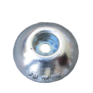 Zinc round bolt on anode  85mm (3 3/8") dia